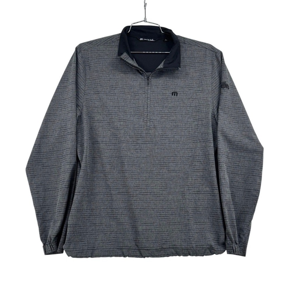 TravisMathew Pullover Men Large Gray Excellent Quarter Zip Micro Stripe Stretch